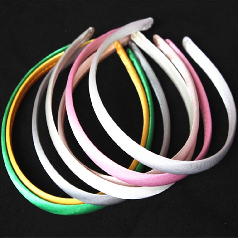 10mm Colored Covered Satin Headband Plastic Hair Accessory