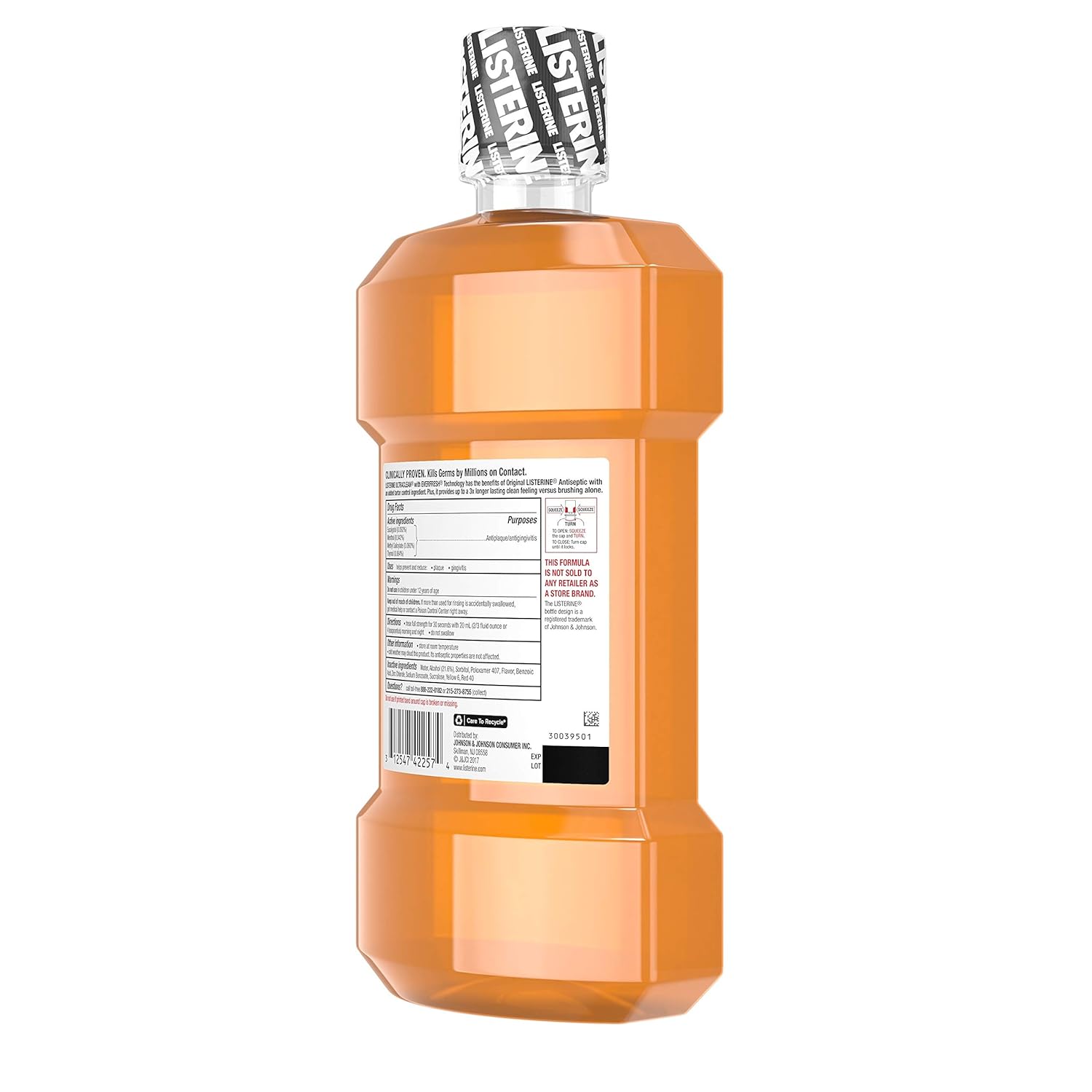 Listerine Ultraclean Oral Care Antiseptic Mouthwash with Everfresh Technology to Help Fight Bad Breath, Gingivitis, Plaque and Tartar, Fresh Citrus, 1 l : Beauty