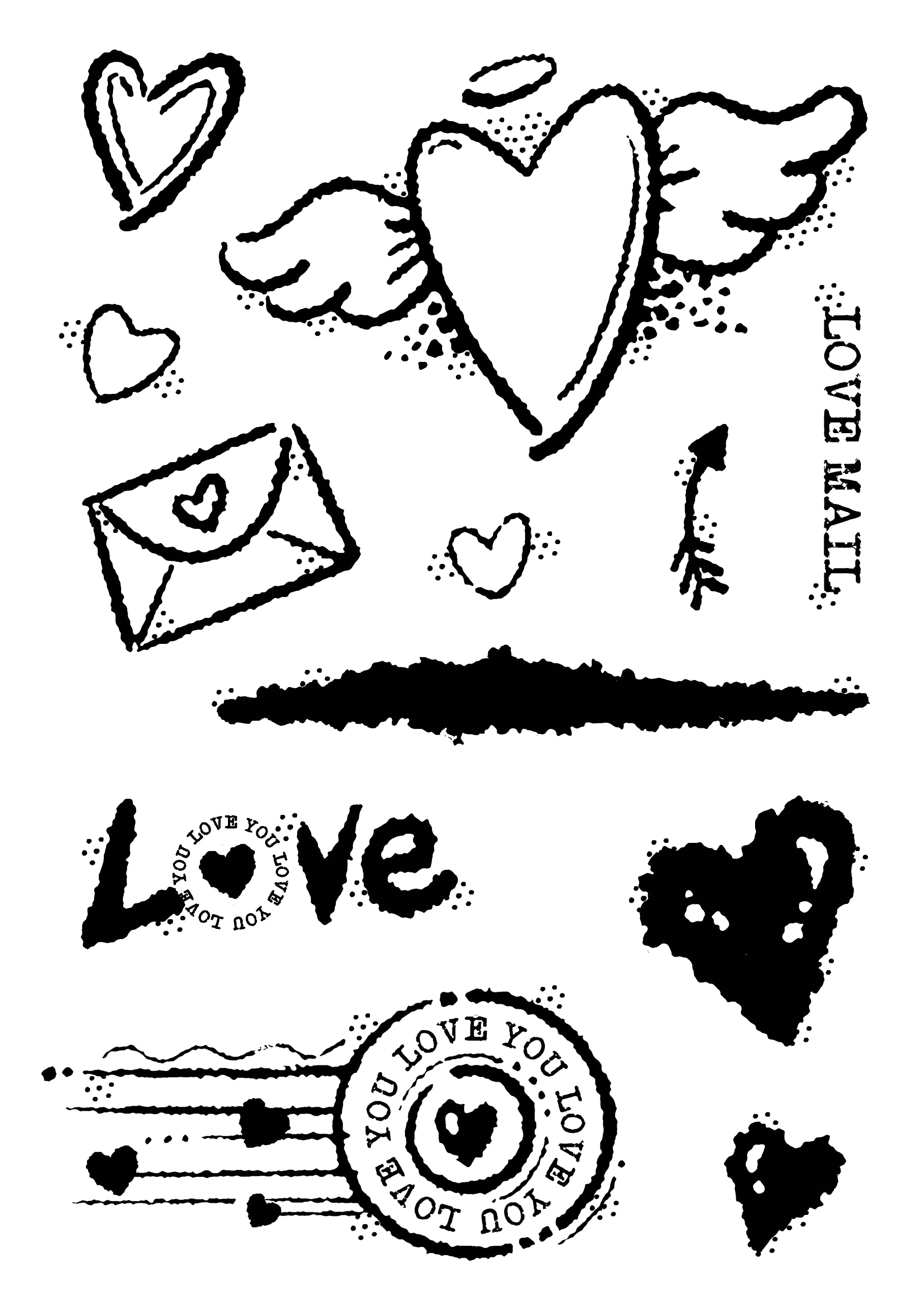 Woodware Francoise Collection Clear Magic-Love Mail-Stamp Set, A6