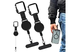 Outdoor Anti-Theft Retractable Phone Lanyard, Universal Phone Tether Anti Theft, 23.6″ Retractable Steel Line with Locking Ca