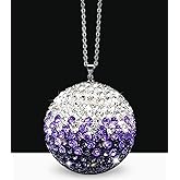 Rear View Mirror Accessories Bling Crystal Ball Car Accessories for Women Interior Rearview Mirror Charms Purple Car Accessories
