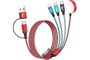 Travel Essentials 4in2 Multi Charging Cable for Apple Watch Charger,USB A/C to Type C/IP/Micro/iWatch Charger,Travel Chargers