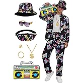 Tosjack 80s Outfit for Men Track Suits - 80s 90s Theme Party Costume, Funny Halloween Hip-Hop Vintage Athletic Sportswear