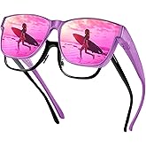 URUMQI Polarized Sunglasses Fit Over Glasses for Men Women, Oversized Square Shades UV400 Protection