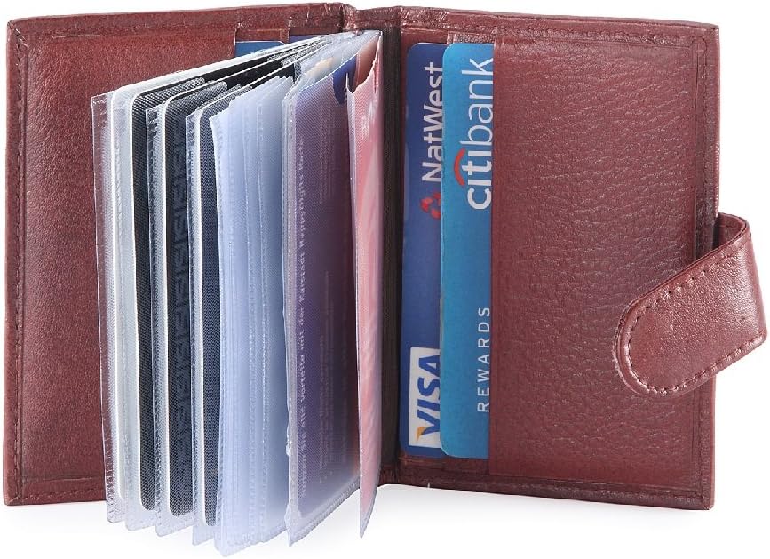 RFID Protected Men's Leather Credit Card Holder Bi-fold Design (Brown)