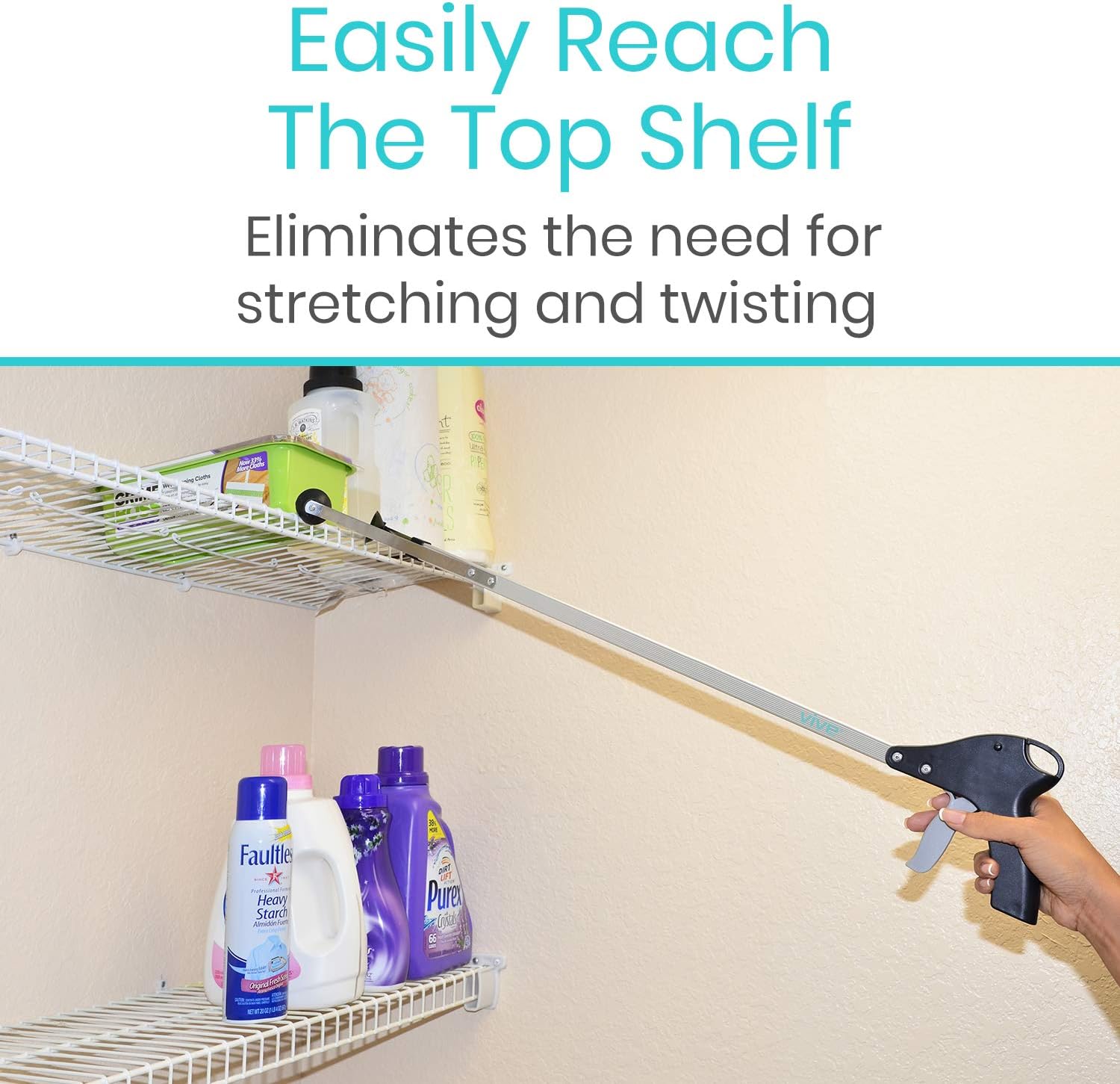 Vive Suction Cup Reacher Grabber - 32" Heavy Duty Mobility Grip Hand Aid - Handle Tool Light Bulb Remover, iPad Pickup, Long Handled Trash Litter Picker, Garbage Garden Nabber Extender Arm: Home Improvement