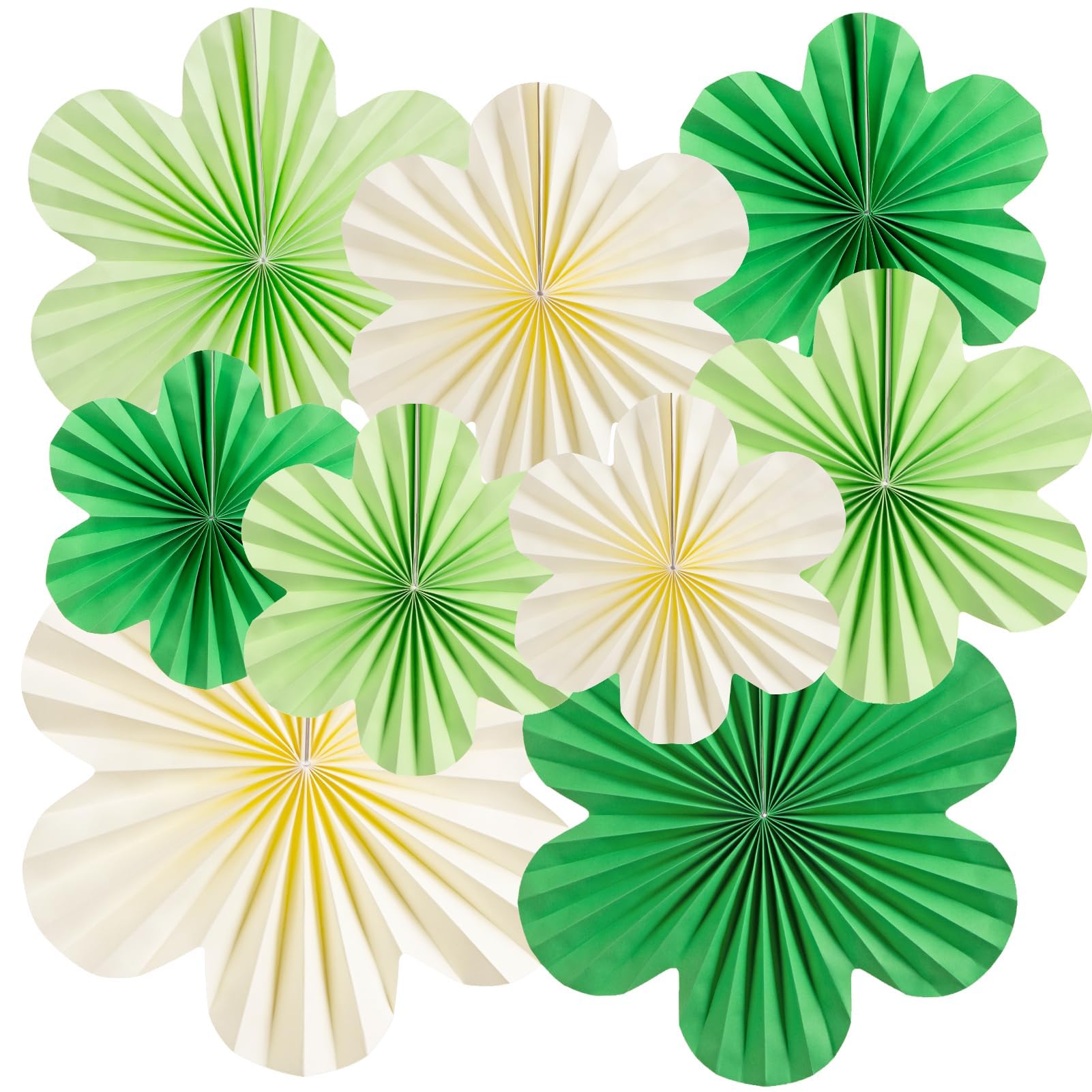 EASY JOY Green Paper Flowers Decorations for Wall Summer Flowers Paper Fans Decoration Green Party Decor for Classroom Floral Backdrop Flower Wall Decor Set of 9