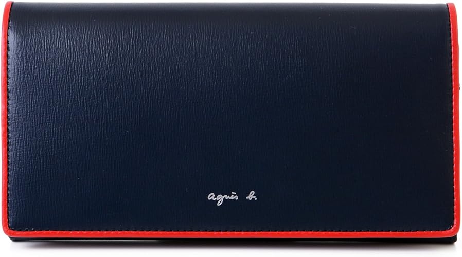 Amazon 名入れ可 アニエスベー ボヤージュ Agnes B Voyage レザー ロング ウォレット 本革 かぶせ 二つ折り 長財布 ショップバッグ付 財布
