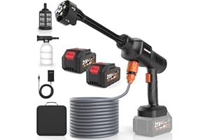 FENBELI Cordless Pressure Washer 2000 PSI Portable Power Washer Kit with 6-in-1 Adjustable Spray Nozzle Dual 21V 8000mAh Batteries Foam Pot for Car Garden Patio Driveway Outdoor Cleaning