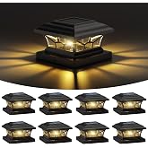 DAMAYCA 8 Pack Solar Post Cap Lights Outdoor Waterproof, Dual Light, Black | Fits 4x4, 5x5, 6x6 Wooden &amp; Vinyl Posts,Warm &amp; Cool White Light Modes, Fence Deck Post Lights,Edison-style bulb