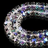 DIQIO 8mm Sparkle Rondelle Crystal Beads for Jewelry Making - Spacer Faceted Beads for Bracelets(75-80pcs, Translucent Purple AB)