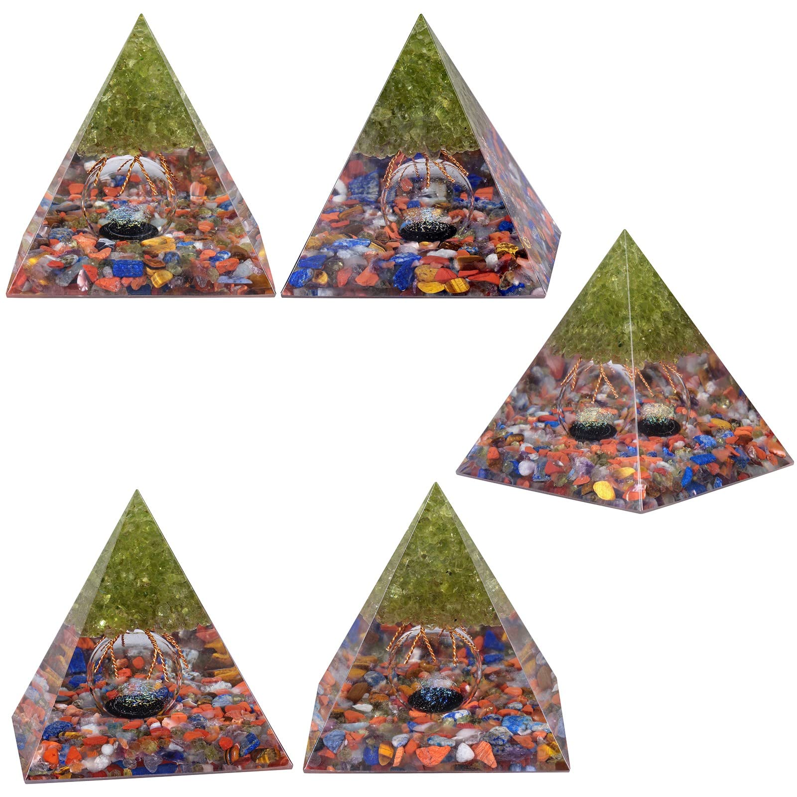 mookaitedecor Peridot Tree of Life Orgone Pyramid