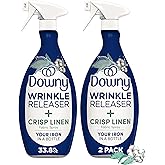 Downy Wrinkle Releaser Fabric Refresher Spray, Odor Eliminator, Ironing Aid and Anti Static Spray, Crisp Linen Scent, 33.8 Fl