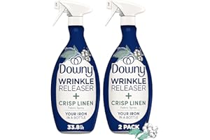 Downy Wrinkle Releaser Fabric Refresher Spray, Odor Eliminator, Ironing Aid and Anti Static Spray, Crisp Linen Scent, 33.8 Fl