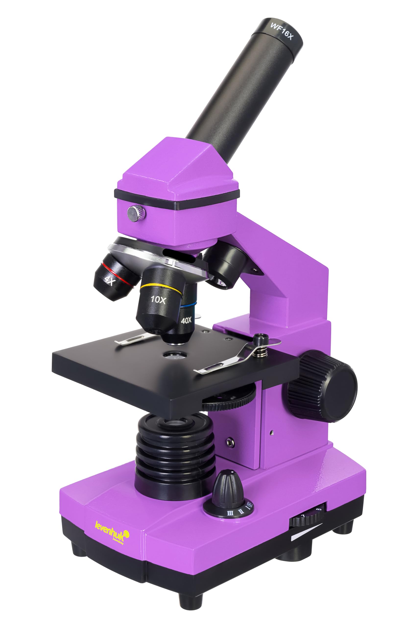 Levenhuk Rainbow 2L PLUS Amethyst Kids Home Lab STEM Kit with 640x Portable Biological Microscope, Full-Colour Illustrated Experiment Guide, Prepared Samples and Scientific Tools, Purple (EN)