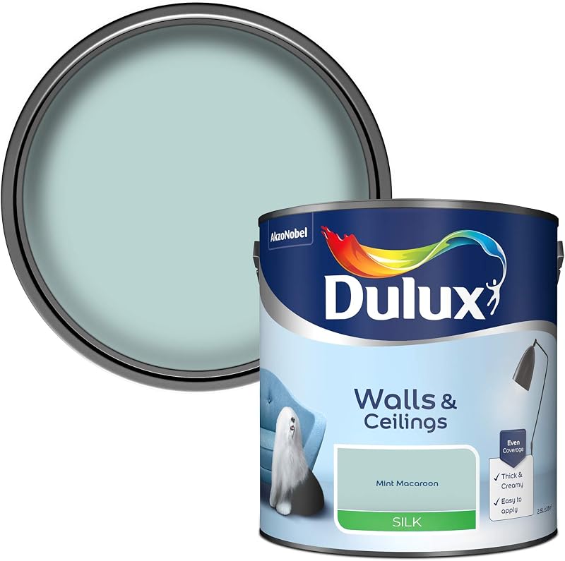 Dulux Silk Emulsion Paint Walls Ceilings Mint Macaroon 2.5L
