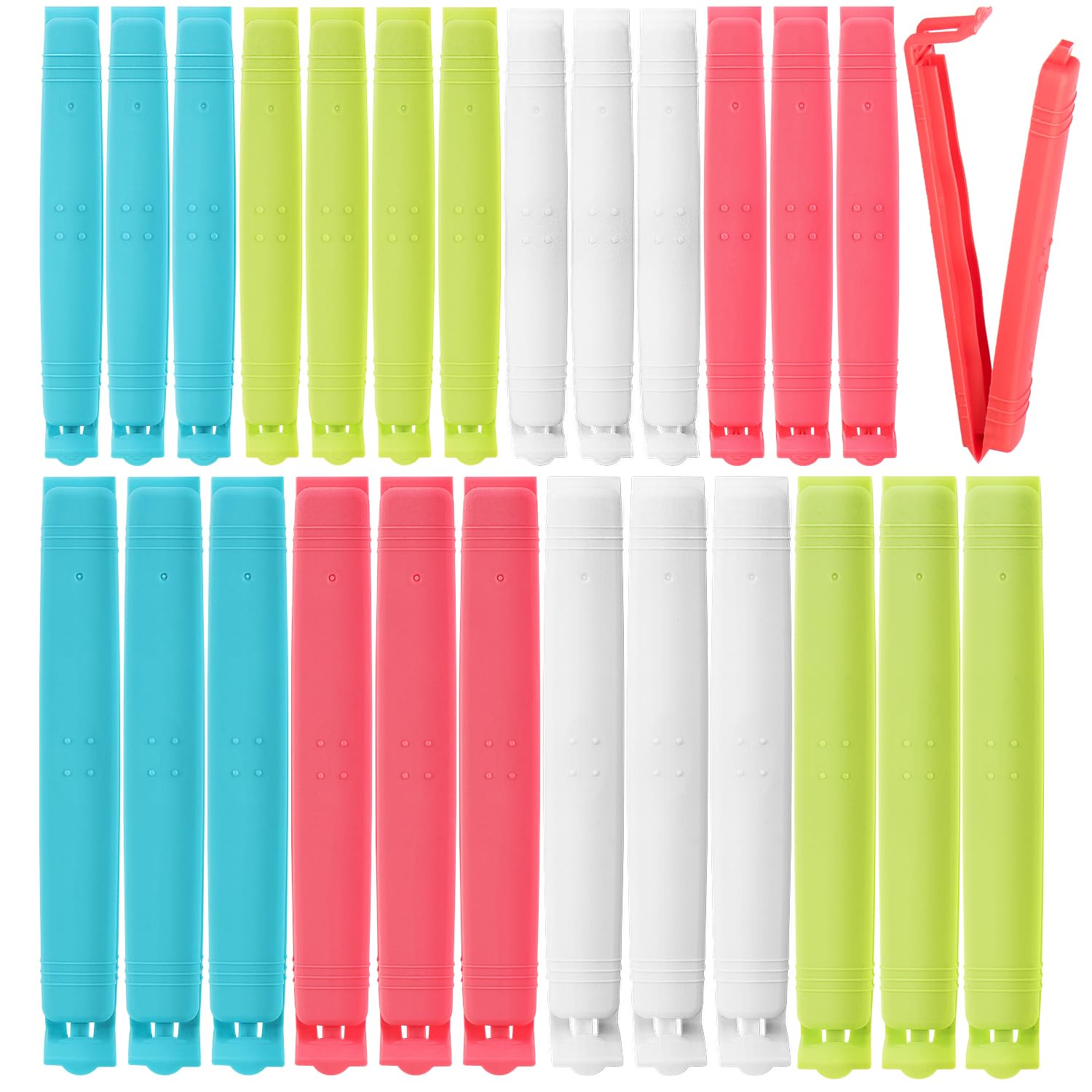 com-four® 26x plastic closure clips - large closure clips in 2 sizes and 4 colors - freezer bag clip, packaging clips for cornflakes, nuts, coffee (26 pieces - 11cm/14cm)