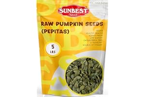 Sunbest Natural Raw Pumpkin Seeds, 5 lbs – Unsalted & Shelled – Bulk Bag, Whole Pepitas, Nutrient-Rich & Ready to Eat – Vegan, Kosher – Great for Snacking, Cooking & Baking