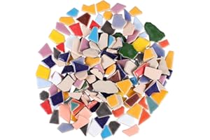 WOONEKY 500g Bag of Irregular Ceramic Mosaic Pieces for DIY Art Crafts, Small Mixed Color Ceramic Tile