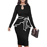 Women's Bodycon Vintage Dresses Elegant Peplum Dresses for Women Business Work Office