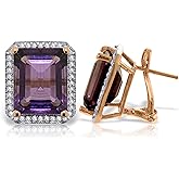 Galaxy Gold GG 11.6 Carat 14K Solid Rose Gold Octagon Amethyst Diamond Earrings