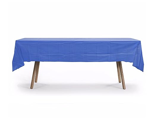 5 PACK, 54" x 108" Royal Blue Rectangular Plastic Table Cover, Plastic Table Cloth Reusable (PEVA) (Royal Blue)