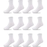 Duufin 12 Pairs Girls Socks Mid Cut Athletic Casual Dress School Youth Little Kids Crew Socks for Girls 2-15 Years Old
