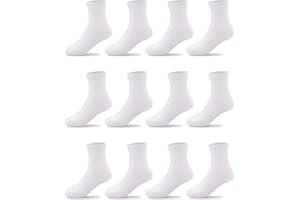 Duufin 12 Pairs Kids Girls Crew Socks Mid Cut Casual Athletic School Socks for Girls Kids