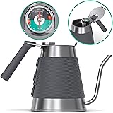 Gooseneck Kettle - Coffee Gator True Brew Coffee Kettle - New 2019 Model - Integrated Thermometer, Speedy-fill Lid - Professi