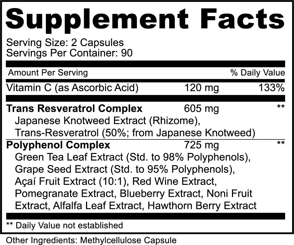 RESVERATROL1450-90day Supply, 1450mg per Serving of Potent Antioxidants & Trans-Resveratrol, Promotes Anti-Aging, Cardiovascular Support, Maximum Benefits (1bottle): Health & Personal Care