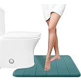 Yimobra Memory Foam Toilet Bath Mat U-Shaped, Soft and Comfortable, Water Absorption, Non-Slip, Thick, Machine Wash, Easier to Dry for Bathroom Commode Contour Rug, 24 X 20 Inch, Teal