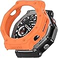 E ECSEM Compatible with Amazfit T-Rex 3 Case, Scratch-Resistance TPU Military Protection Rugged Cover Case for Amazfit T-Rex 3 Smartwatch Accessories (Orange)