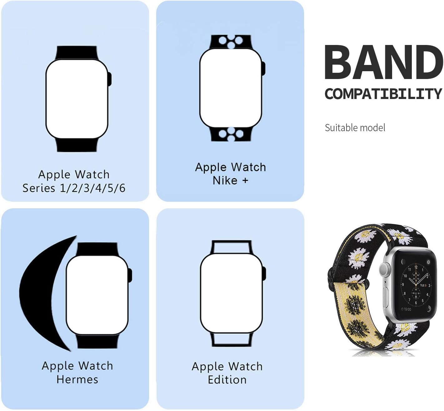 Ecogbd Elastic Replacement Strap Compatible with Apple Watch Strap 38mm 40mm 41mm 42mm 44mm 45mm 49mm - Image 4
