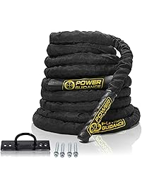 POWER GUIDANCE Battle Rope - 1.5" Width Poly Dacron 30/40/50ft Length Exercise Undulation Ropes - GYM Muscle Toning Metabolic Workout Fitness - Battle Rope Anchor Included
