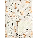 PHF Minky Baby Blanket with Double Layer and Soothing Raised Dotted Backing, Soft and Lightweight Reversible Receiving Blanket for Newborns, Infants, Babies, 30x40 Inches, Woodland&Forest