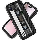ZXHSBROK Designed for iPhone 16e Case, Military Grade Heavy Duty 3-Layer Shockproof Drop Phone Protective Cover for iPhone 16e (2025) 6.1 inch, Vintage Music Cassette
