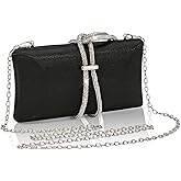 AIBAOWU Satin Clutch Purse for Women Formal Evening Bag for Wedding Handbag with Rhinestone Rope Bride Purses Party Prom Bag