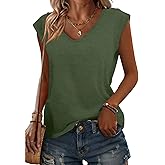 INNOVATOP Womens Casual Tops V Neck Cap Sleeve T Shirt Loose Fit Summer Basic Tee for Spring Fashion, Vacation Beach Wear