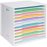 12x12 Scrapbook Paper Organizer Storage,12 Tier Desk File Organizer with Adjustable Shelves,Desktop 12 Slots File Sorter Storage Wide Document Holder Cabinets Letter Mail Tray for Home SchoolOffice