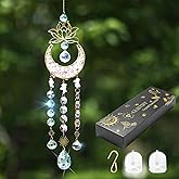 Glistify Upgraded Quartz Crystal Suncatcher with Stainless Chain for Window,Rust Resistant Easy to Hang Sun Catcher for Indoor Outdoor,No Assembly Sparkly Light Catcher