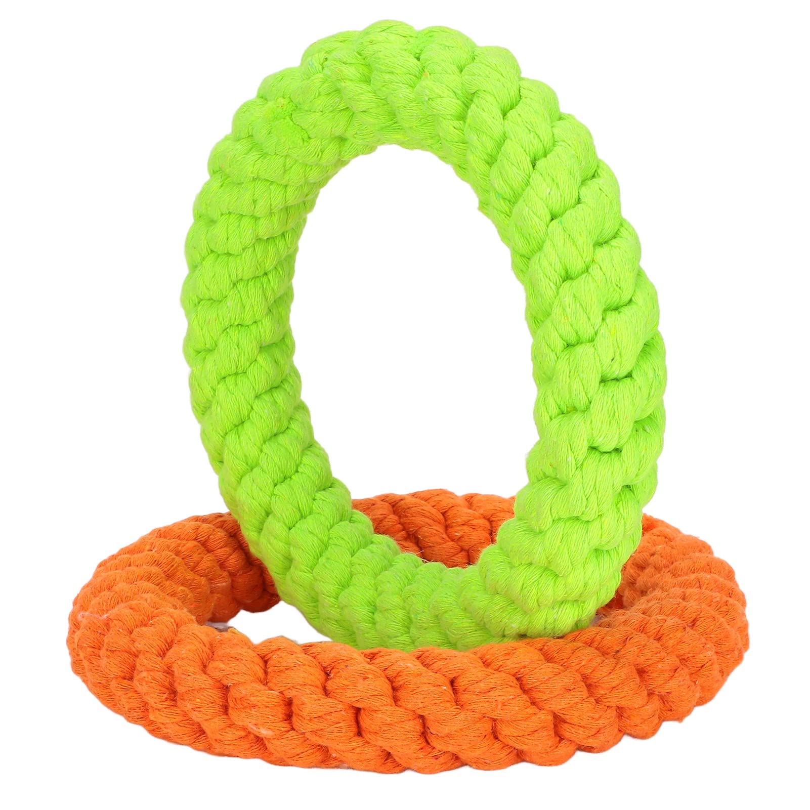 TITA-DONG 2pcs Rings Dog Toy, Cotton Rope Dog Chew Toys Pets Puppy Rope Training Toys, Interactive Tug Toys for Samll Medium Dogs Teething Cleaning Training and Playing
