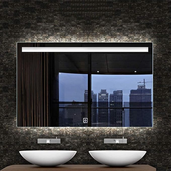 ZHTY Touch Button Spiegel mit Hintergrundbeleuchtung, beleuchteter LED