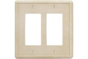 Questech Decor Light Switch Covers, Double Rocker Wall Plates for Electrical Outlets, 2-Gang Double Decorator GFCI Switch Plates Standard Size, Decorative Tumbled Texture, Travertine