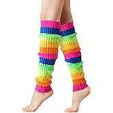 Clothirily Leg Warmers, Fashion Knit Neon Leg Warmers, Ribbed Knit Leg Warmer Socks for Yoga, Sports Party