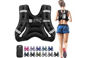 BAGAIL Weighted Vest, 5lbs/10lbs/12lbs/15lbs/20lbs/25lbs/30lbs Weight Vest with Detachable Phone Pouch, Rucking Vest for Wome
