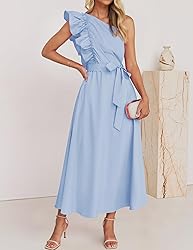 ZESICA Women's 2025 Summer One Shoulder Ruffle