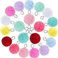 20 Pieces Pom Pom Hair Ties Ball Elastic Band Fur Ball Fluffy Ponytail Holders for Women Girl Kids Hair Accessories, 10 Colors