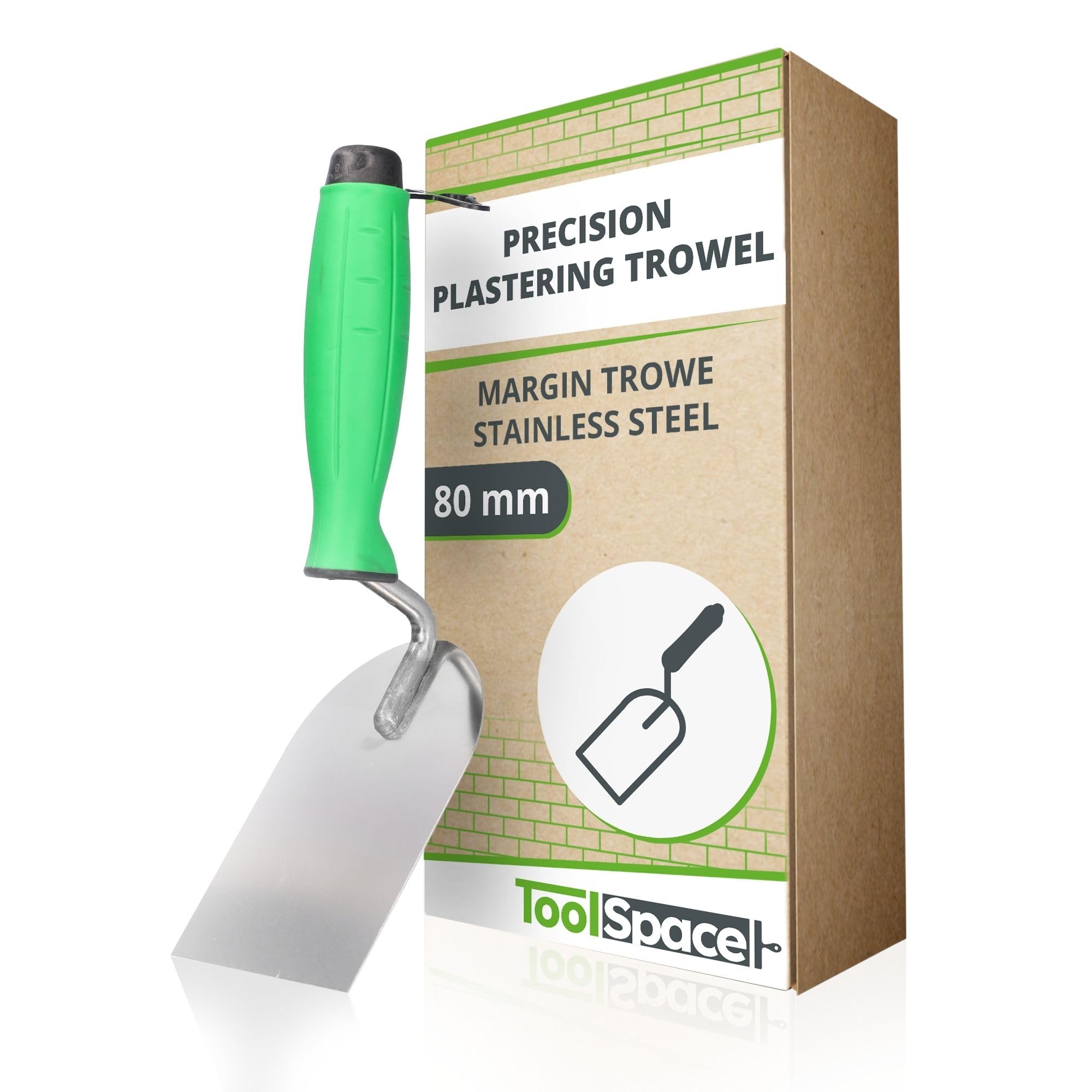 ToolSpace Precision plastering trowel made of stainless steel with rubberised handle, 80 mm, precise tool for applying mortar