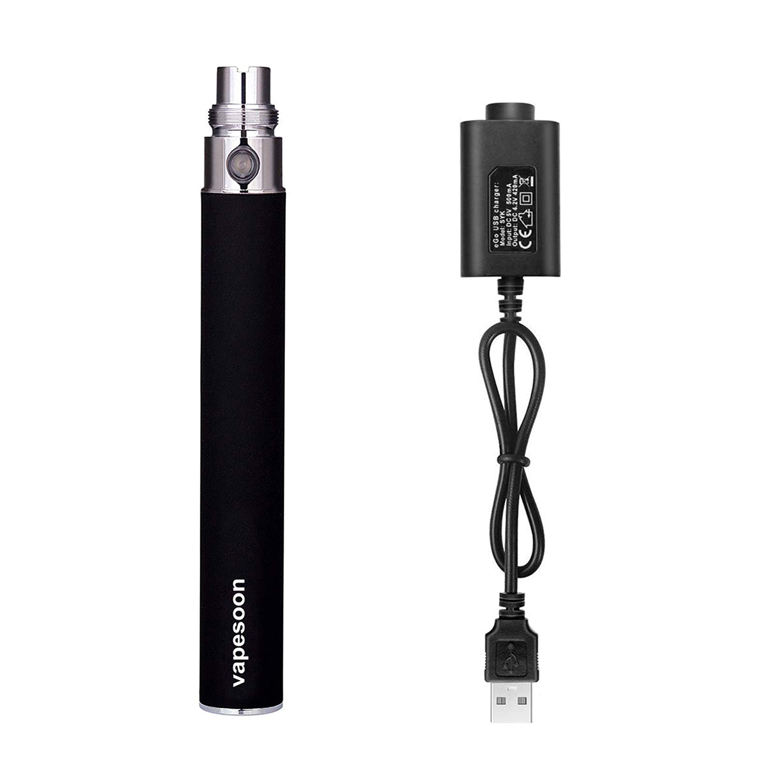 Authentic Vapesoon eGo 1100mah Capacity Battery eGo-T Shisha Pen Battery for CE4 Electronic Cigarette E Cig E-Cigarettes| 510 Thread E-Shisha Hookah E-Cigarette (Black)