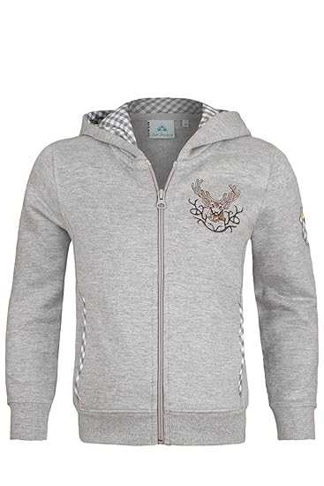 Isar-Trachten Unisex - Kinder Kinder Trachten Sweatjacke grau, Grau,